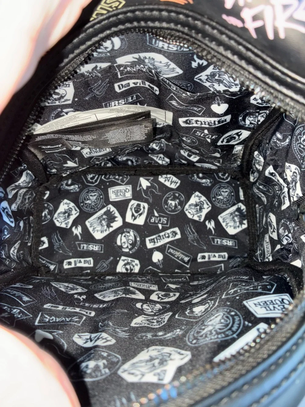 Disney Loungefly Villains Graphic Black Mini Backpack Hard Tag! EUC